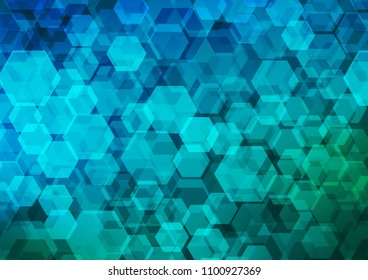 Light Blue, Green vector blurry hexagon background. Shining colored illustration in a Brand new style. The best hexagonal design for your business.