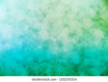 Light Blue, Green vector blurry hexagon background. Geometric illustration in Origami style with gradient.  The textured pattern can be used for background.