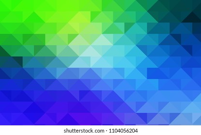 Light Blue, Green vector blurry triangle pattern. Creative illustration in halftone style with gradient. The elegant pattern can be used as part of a brand book.