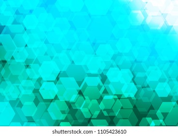 Light Blue, Green vector blurry hexagon template. hexagonal geometric sample with gradient.  A completely new design for your business.