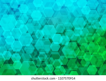 Light Blue, Green vector blurry hexagon pattern. A sample with polygonal shapes. The polygonal design can be used for your web site.