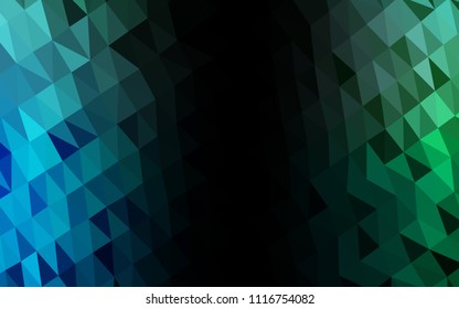 Light Blue, Green vector blurry hexagon pattern. Brand new colored illustration in blurry style with gradient. Triangular pattern for your business design.