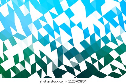 Light Blue, Green vector blurry triangle background. Creative illustration in halftone style with gradient. Triangular pattern for your business design.