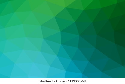 Light Blue, Green vector blurry hexagon blurry triangle. Brand new colored illustration in blurry style with gradient. The best triangular design for your business.