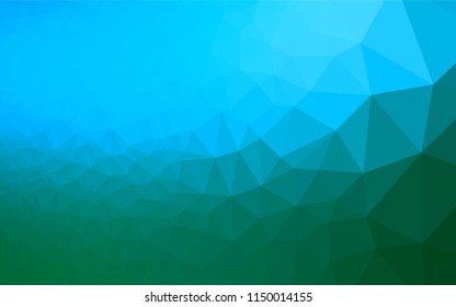 Light Blue, Green vector blurry hexagon pattern. Triangular geometric sample with gradient.  Brand new style for your business design.