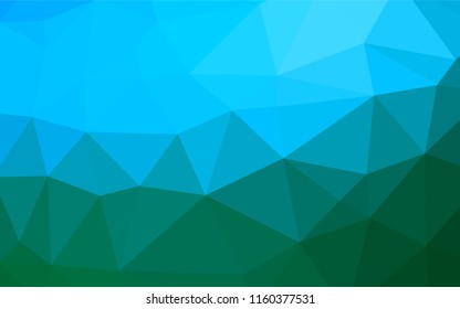 Light Blue, Green vector blurry hexagon pattern. A vague abstract illustration with gradient. Triangular pattern for your business design.