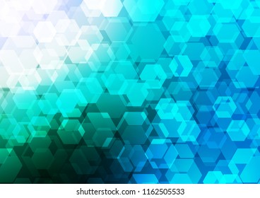 Light Blue, Green vector blurry hexagon background. Shining illustration, which consist of hexagons. Brand new design for your business.