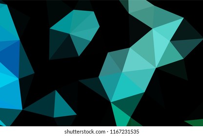 Light Blue, Green vector blurry hexagon pattern. Triangular geometric sample with gradient.  A completely new design for your business.