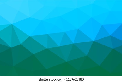 Light Blue, Green vector blurry hexagon pattern. A vague abstract illustration with gradient. Triangular pattern for your business design.