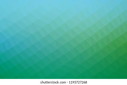 Light Blue, Green vector blurry hexagon template. Shining illustration, which consist of triangles. The template can be used as a background for cell phones.