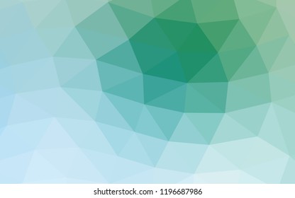 Light Blue, Green vector blurry hexagon blurry triangle. Triangular geometric sample with gradient.  The template can be used as a background for cell phones.