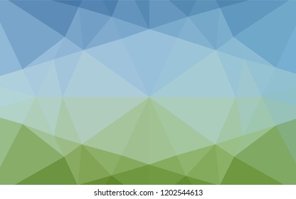 Light Blue, Green vector blurry hexagon template. Triangular geometric sample with gradient.  Triangular pattern for your business design.
