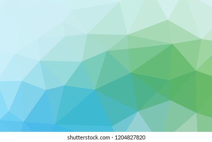 Light Blue, Green vector blurry hexagon pattern. An elegant bright illustration with gradient. Triangular pattern for your business design.