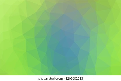 Light Blue, Green vector blurry hexagon template. Creative illustration in halftone style with gradient. Triangular pattern for your business design.