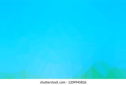 Light Blue, Green vector blurry hexagon template. Brand new colored illustration in blurry style with gradient. Triangular pattern for your business design.