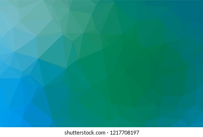 Light Blue, Green vector blurry hexagon template. Shining illustration, which consist of triangles. Triangular pattern for your business design.