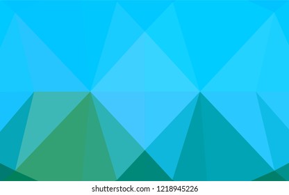 Light Blue, Green vector blurry hexagon template. Modern geometrical abstract illustration with gradient. The best triangular design for your business.