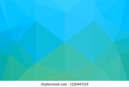 Light Blue, Green vector blurry hexagon pattern. Glitter abstract illustration with an elegant design. The best triangular design for your business.