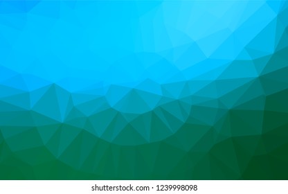 Light Blue, Green vector blurry hexagon pattern. Geometric illustration in Origami style with gradient.  Triangular pattern for your business design.