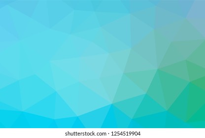 Light Blue, Green vector blurry hexagon template. Triangular geometric sample with gradient.  A completely new template for your business design.