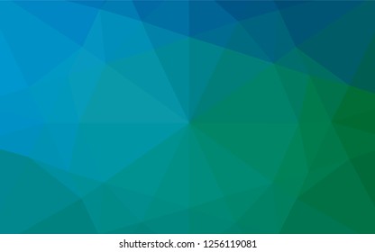 Light Blue, Green vector blurry hexagon template. Creative illustration in halftone style with gradient. The best triangular design for your business.