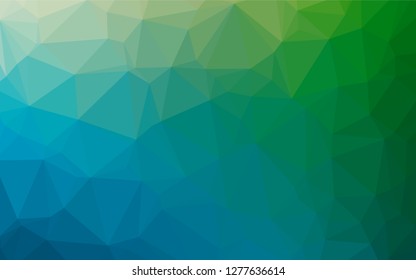 Light Blue, Green vector blurry hexagon template. Triangular geometric sample with gradient.  The template can be used as a background for cell phones.