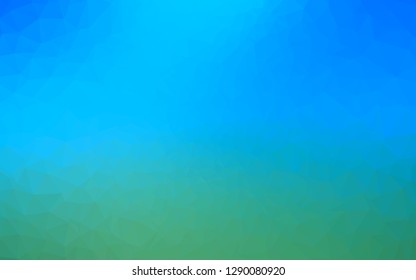 Light Blue, Green vector blurry triangle texture. Geometric illustration in Origami style with gradient. The best triangular design for your business.