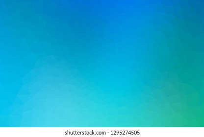 Light Blue, Green vector blurry triangle template. Creative illustration in halftone style with gradient. New texture for your design.