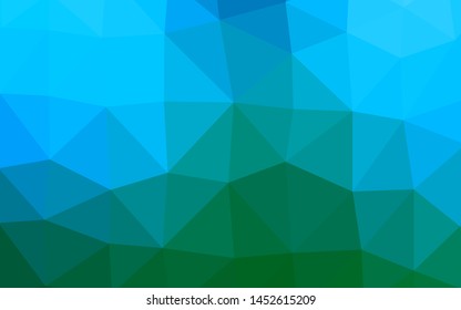 Light Blue, Green vector blurry triangle template. Glitter abstract illustration with an elegant design. Triangular pattern for your business design.