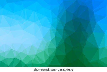 Light Blue, Green vector blurry triangle texture. Creative illustration in halftone style with gradient. Triangular pattern for your business design.