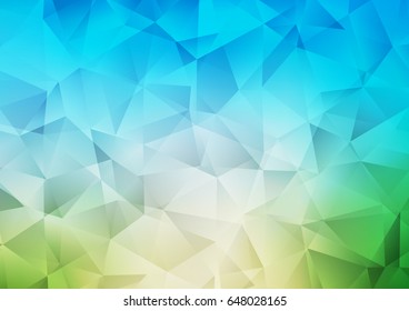 Light Blue, Green vector blurry triangle template. Triangular geometric sample with gradient.  Brand-new style for your business design.