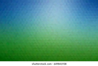 Light Blue, Green vector blurry hexagon background design. Geometric background in Origami style with gradient. 