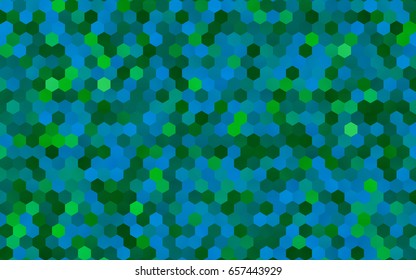 Light Blue, Green vector blurry hexagon background design. Geometric background in Origami style with gradient. 