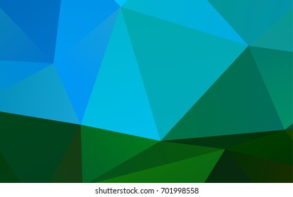 Light Blue, Green vector blurry triangle background. Creative geometric illustration in Origami style with gradient. The best triangular design for your business.