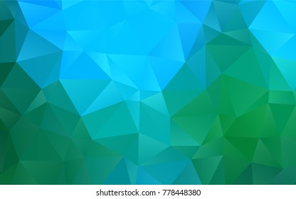 Light Blue, Green vector blurry triangle template. Creative geometric illustration in Origami style with gradient. The best triangular design for your business.