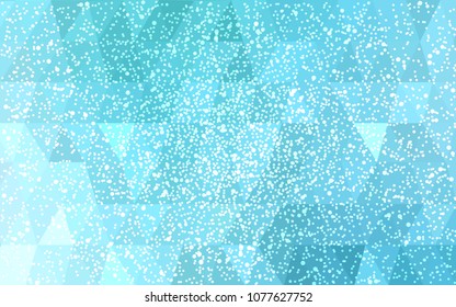Light Blue, Green vector christmas postcard low polygon background. Illustration consisting of triangles. Abstract triangular polygonal origami or crystal design of New Year celebration.