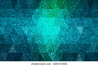 Light Blue, Green vector christmas postcard low polygon background. Illustration consisting of triangles. Abstract triangular polygonal origami or crystal design of New Year celebration.