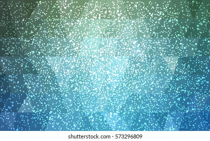 Light Blue, Green vector christmas postcard low polygon background. Illustration consisting of triangles. Abstract triangular polygonal origami or crystal design of New Year celebration.