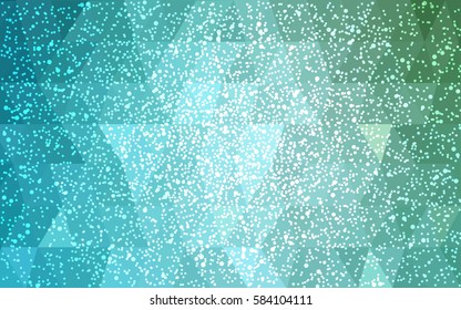 Light Blue, Green vector christmas postcard low polygon background. Illustration consisting of triangles. Abstract triangular polygonal origami or crystal design of New Year celebration.