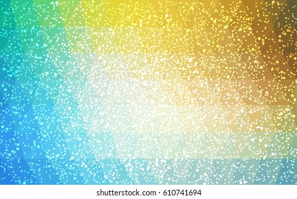 Light Blue, Green vector christmas polygon background. Low poly Illustration consisting of triangles with snowflakes. Texture background of New Year celebration.