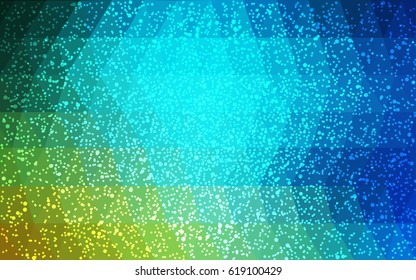 Light Blue, Green vector christmas postcard low polygon background. Illustration consisting of triangles. Abstract triangular polygonal origami or crystal design of New Year celebration.