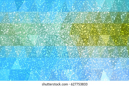 Light blue, green vector christmas polygon background. Low poly Illustration consisting of triangles with snowflakes. Texture background of New Year celebration.