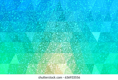 Light Blue, Green vector christmas postcard low polygon background. Illustration consisting of triangles. Abstract triangular polygonal origami or crystal design of New Year celebration.