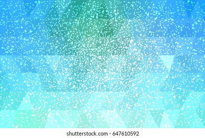 Light Blue, Green vector christmas postcard low polygon background. Illustration consisting of triangles. Abstract triangular polygonal origami or crystal design of New Year celebration.