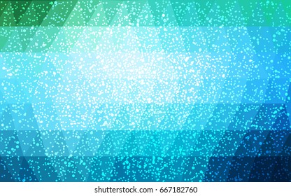 Light Blue, Green vector christmas postcard low polygon background. Illustration consisting of triangles. Abstract triangular polygonal origami or crystal design of New Year celebration.