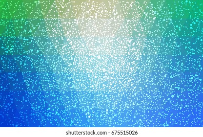 Light Blue, Green vector christmas polygon background. Low poly Illustration consisting of triangles with snowflakes. Texture background of New Year celebration.
