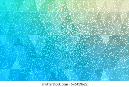 Light Blue, Green vector christmas postcard low polygon background. Illustration consisting of triangles. Abstract triangular polygonal origami or crystal design of New Year celebration.