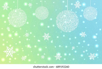 Light Blue Green vector christmas polygon background. Low poly Illustration consisting of triangles with snowflakes. Texture, seamless background of New Year celebration.