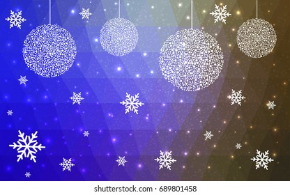 Light Blue Green vector christmas postcard low polygon background. Illustration consisting of triangles. Abstract triangular polygonal origami or crystal design of New Year celebration.