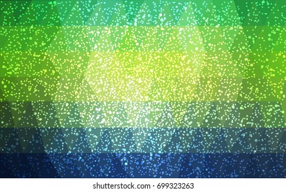 Light Blue, Green vector christmas postcard low polygon background. Illustration consisting of triangles. Abstract triangular polygonal origami or crystal design of New Year celebration.